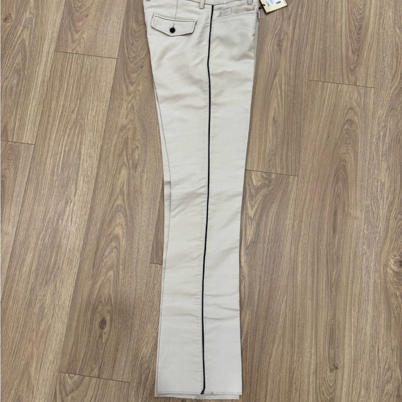 Men's Cream Dress Pants with Black Trim